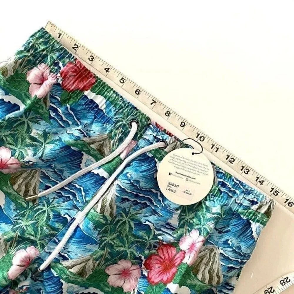 Franks Australia OAHU Tropical Jungle Swim Shorts Trunks Board Shorts L Hawaiian